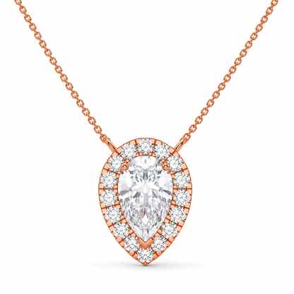 2.13 CT Pear Shaped Diamond Halo Pendant Necklace-3