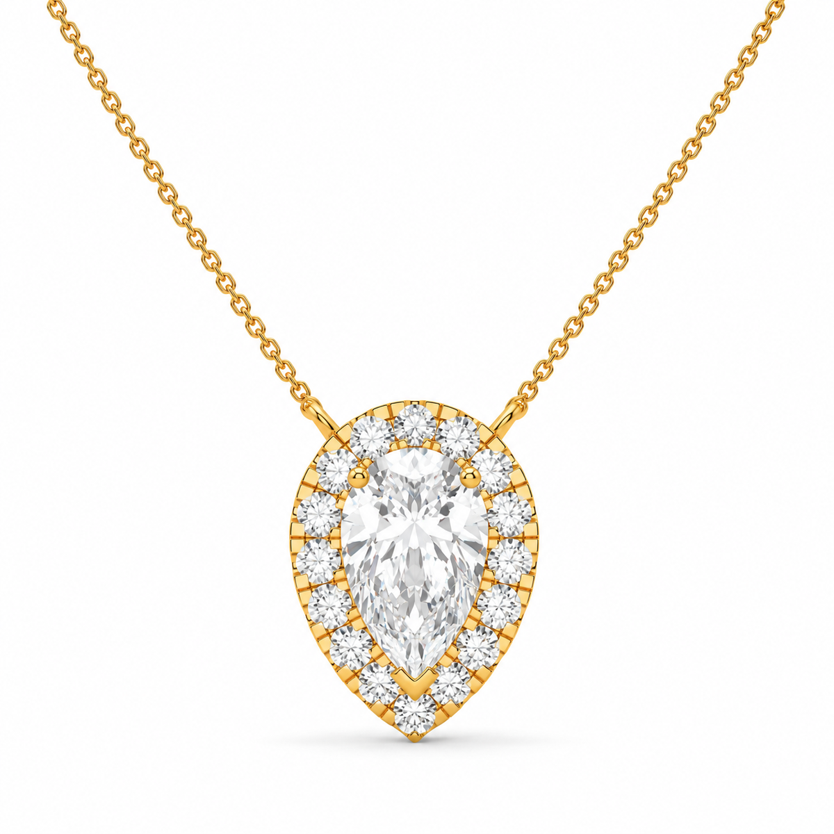 2.13 CT Pear Shaped Diamond Halo Pendant Necklace-4