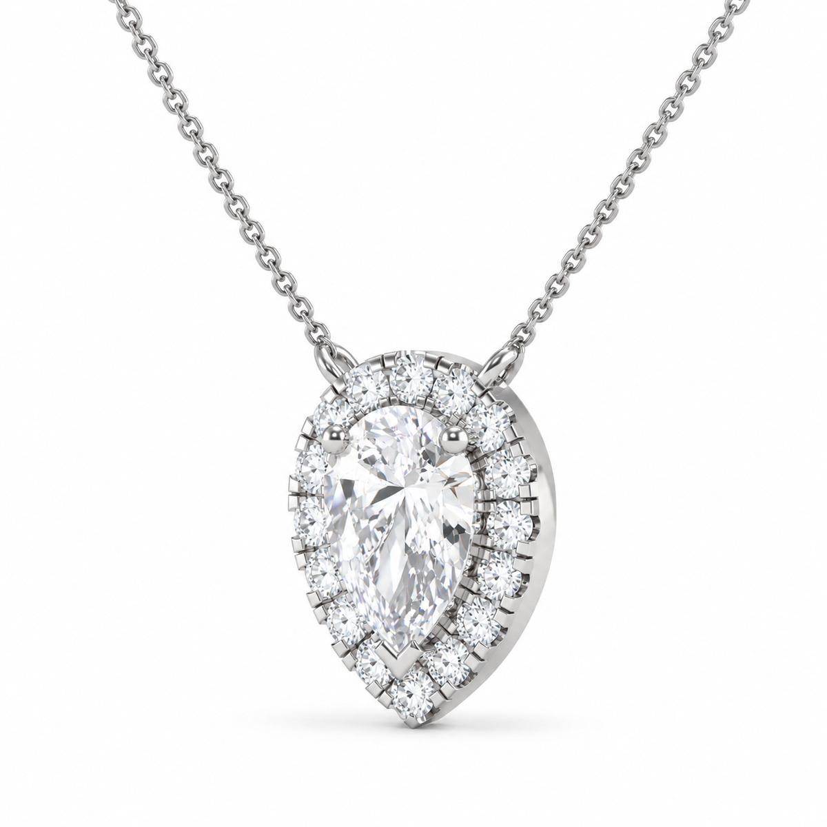 2.13 CT Pear Shaped Diamond Halo Pendant Necklace-5