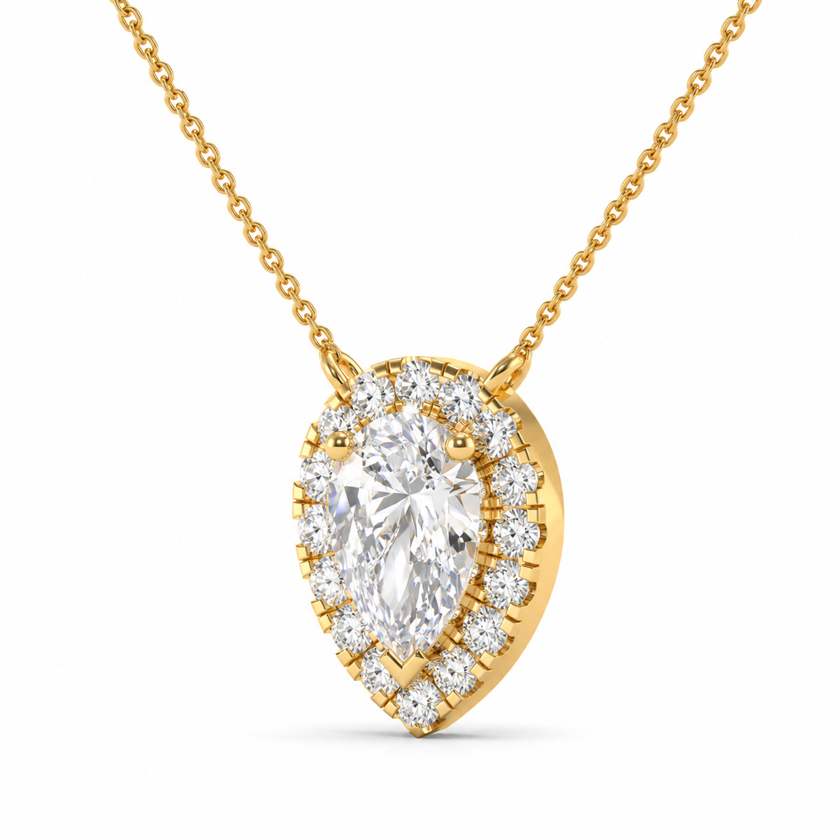2.13 CT Pear Shaped Diamond Halo Pendant Necklace-6