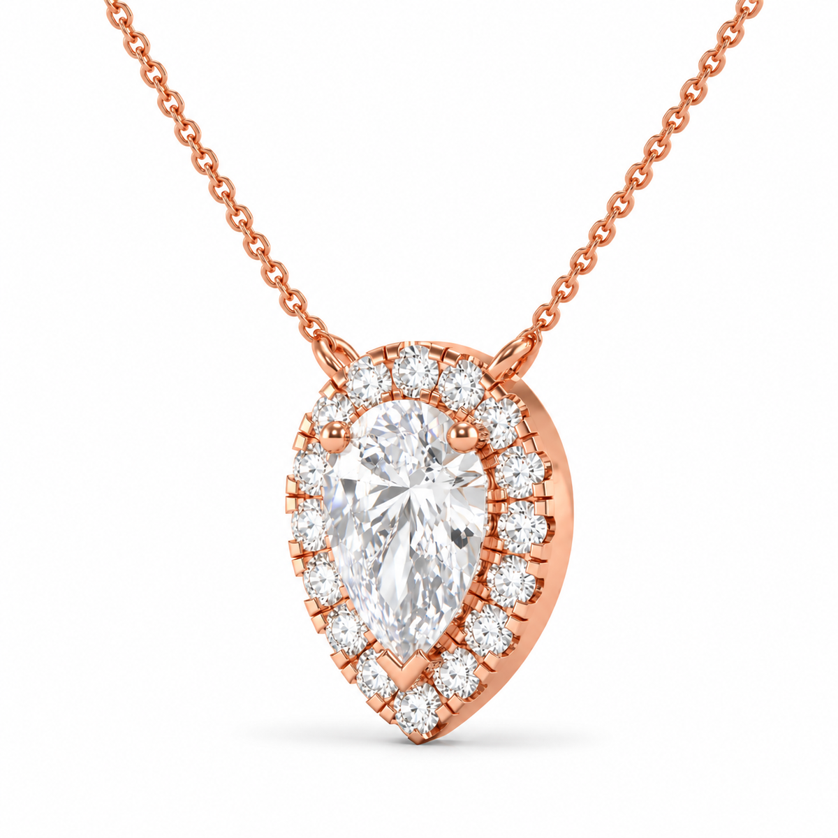 2.13 CT Pear Shaped Diamond Halo Pendant Necklace-7