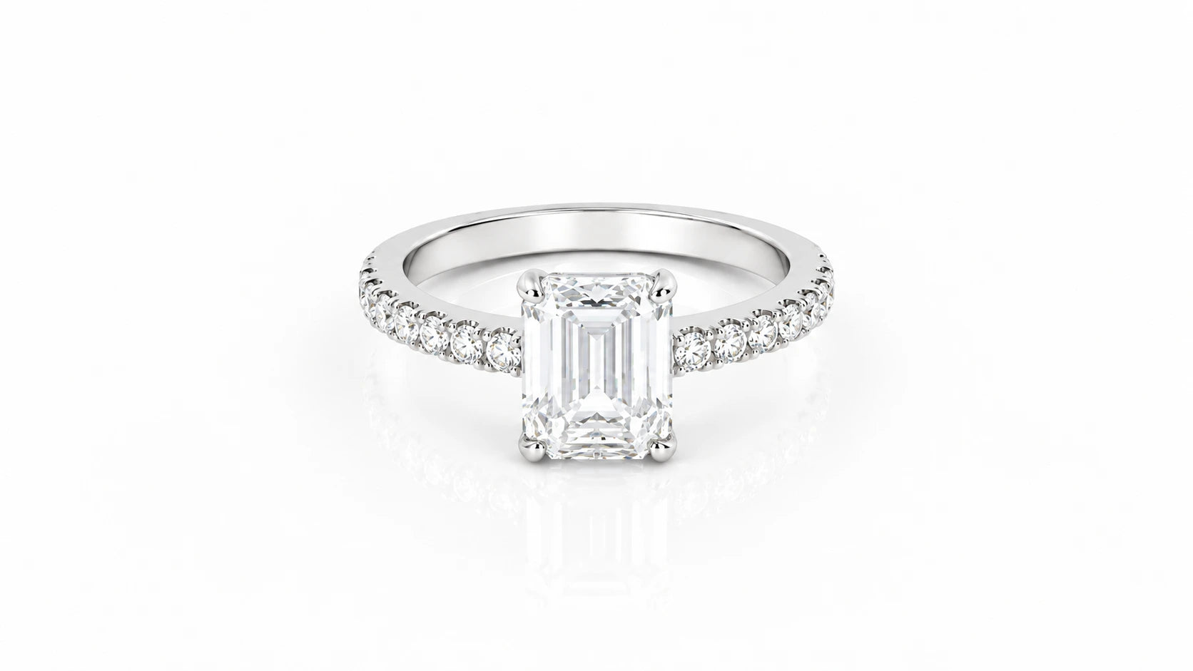 2.44 CTW Emerald Cut Diamond Pavé Engagement Ring
