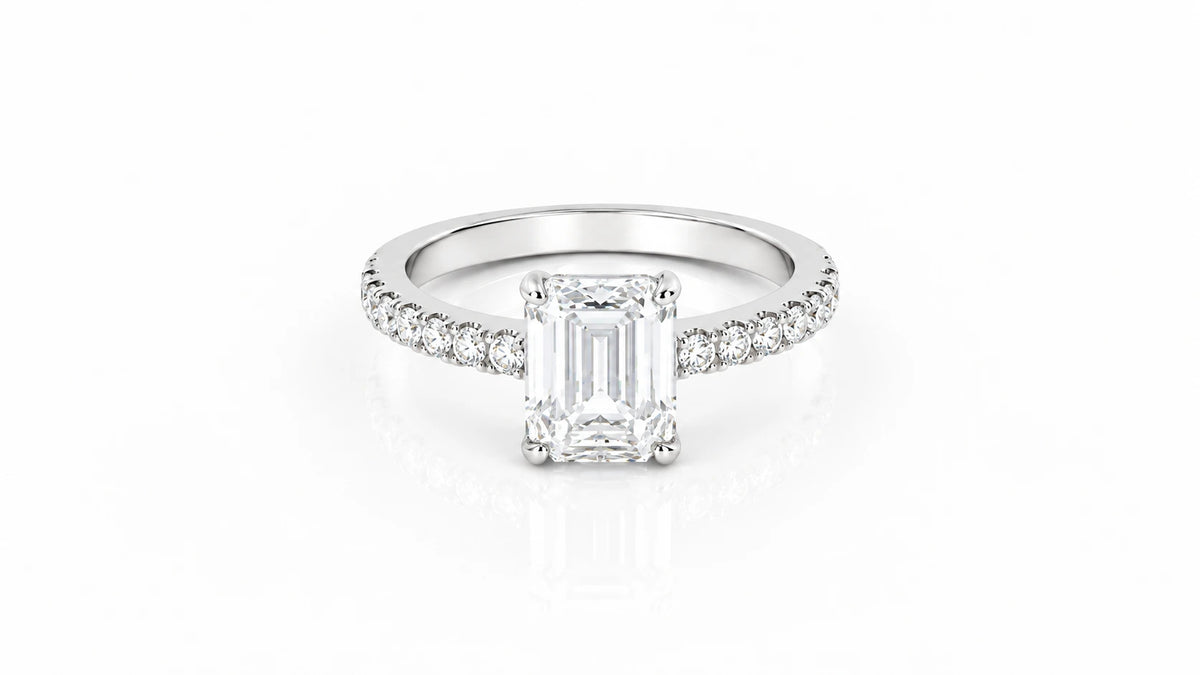 2.44 CTW Emerald Cut Diamond Pavé Engagement Ring