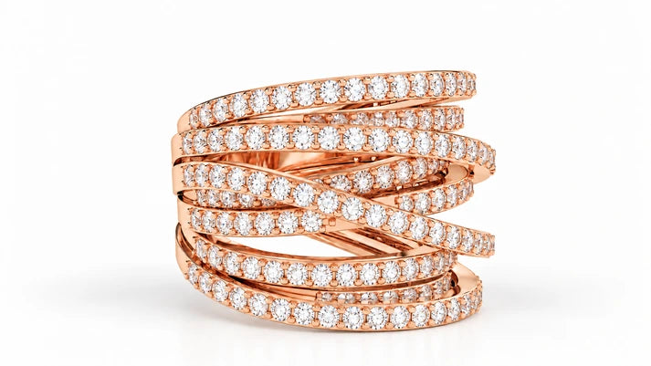 2.45-ctw-multi-row-diamond-crossover-statement-ring-rose-gold-angled-view