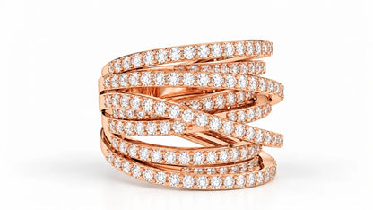 2.45-ctw-multi-row-diamond-crossover-statement-ring-rose-gold-angled-view