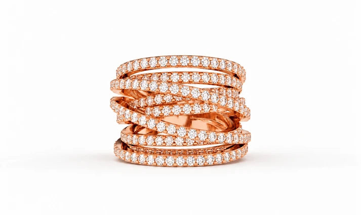 2.45-ctw-multi-row-diamond-crossover-statement-ring-rose-gold-front-view