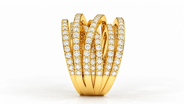 2.45-ctw-multi-row-diamond-crossover-statement-ring-yellow-gold-side-view