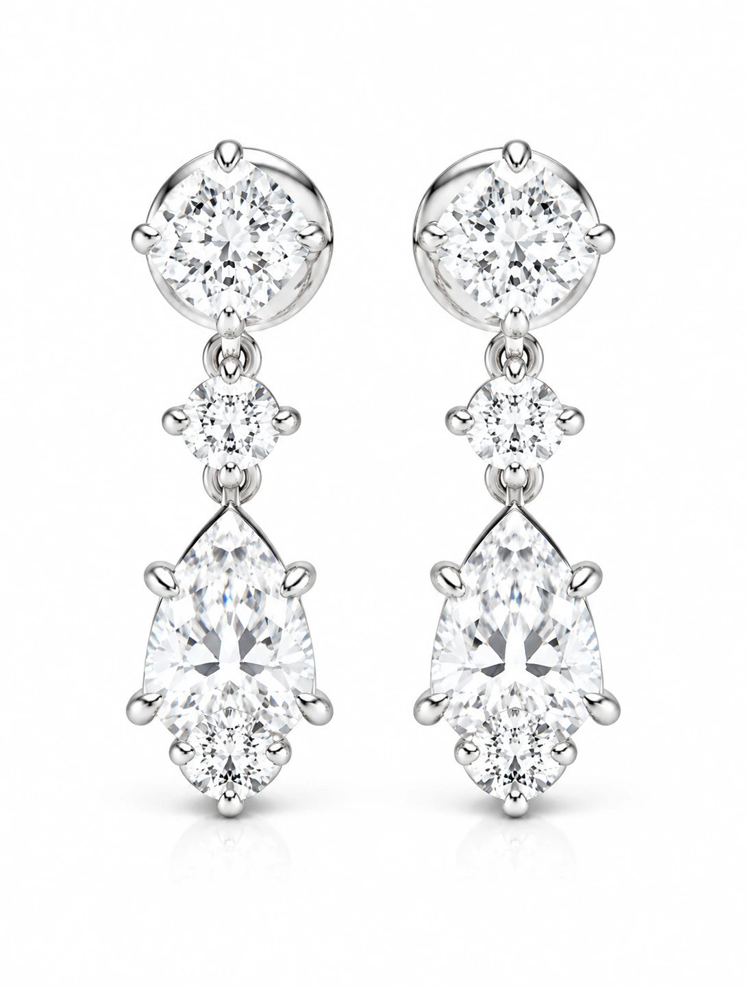 2.71 CTW Lab-Grown Diamond Drop Earrings - White Gold - Front View