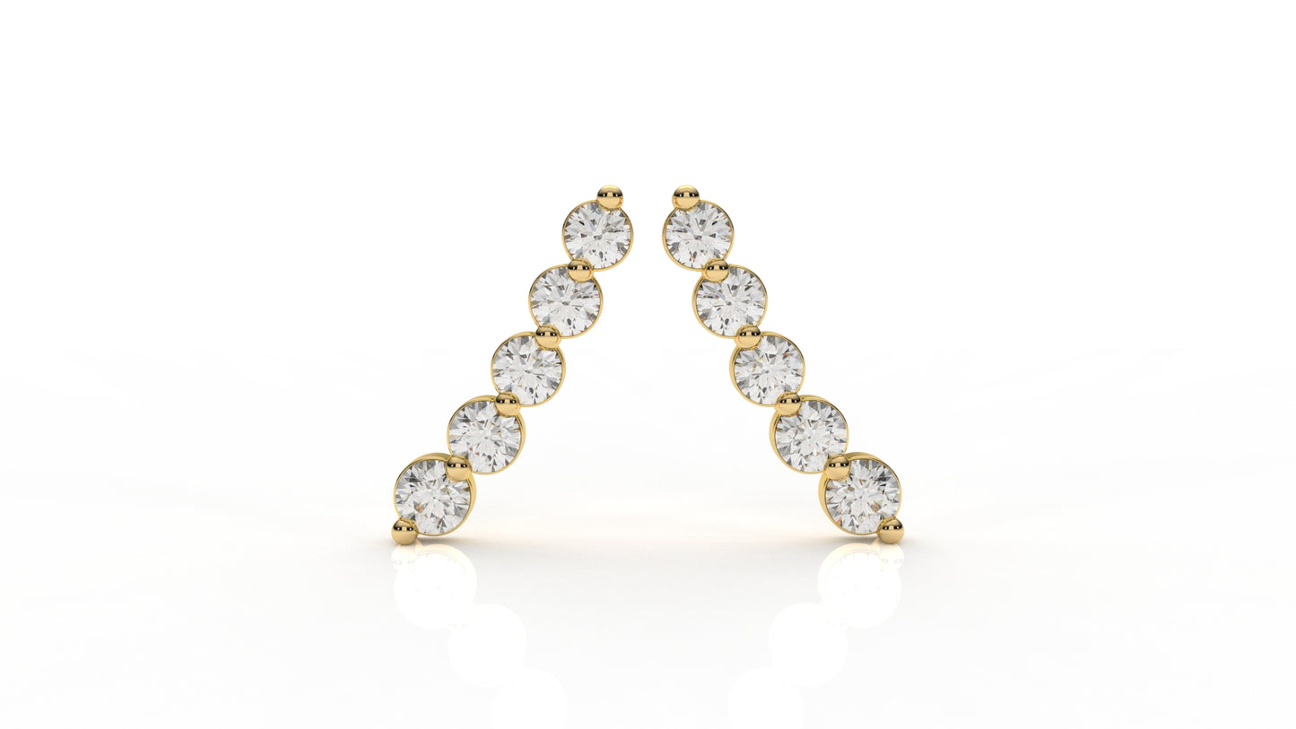 Gold earrings with small diamonds GLAM NYC