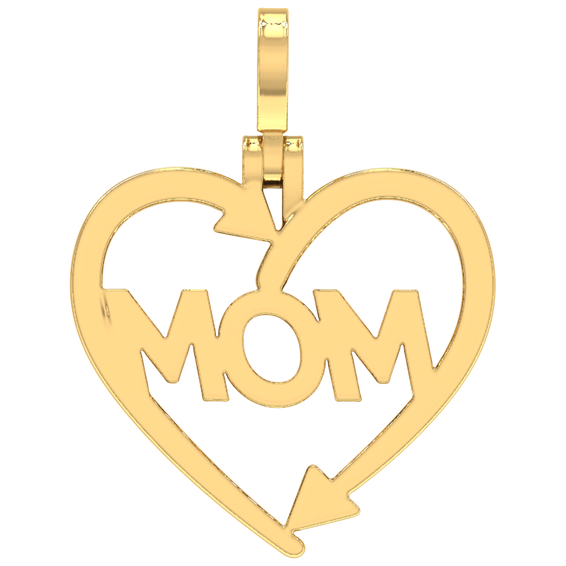 Gold pendant with 'MOM' inside a heart GLAM NYC