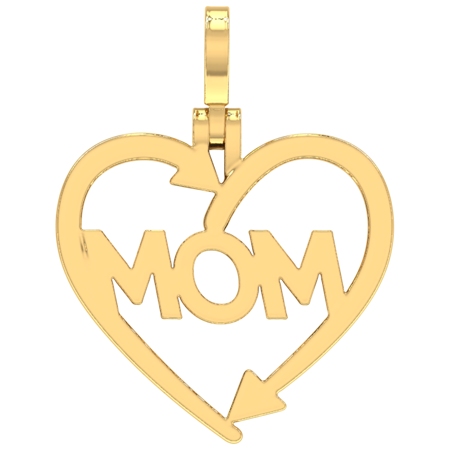 Gold pendant with 'MOM' inside a heart GLAM NYC