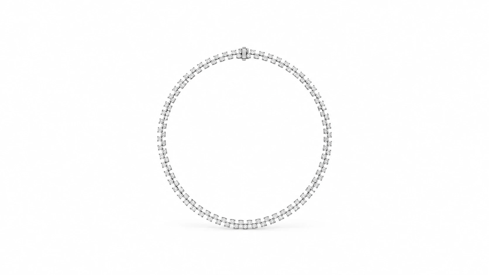26.26 CTW Round Diamond Tennis Necklace - White Gold - Full View