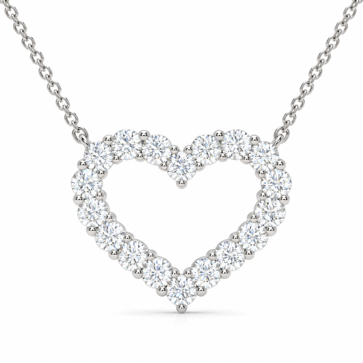 1.03 CTW Open Heart Pendant Necklace