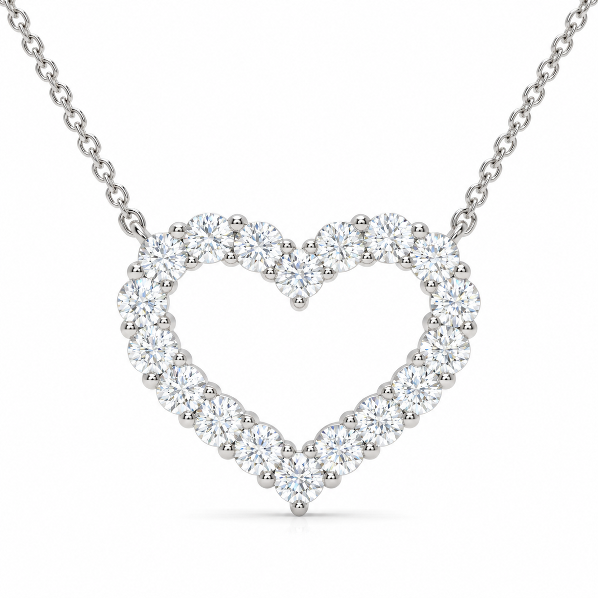 1.03 CTW Open Heart Pendant Necklace