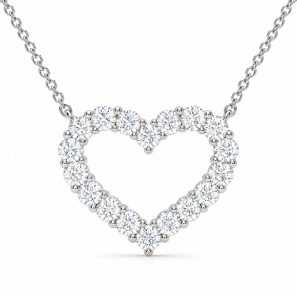 1.03 CTW Open Heart Pendant Necklace