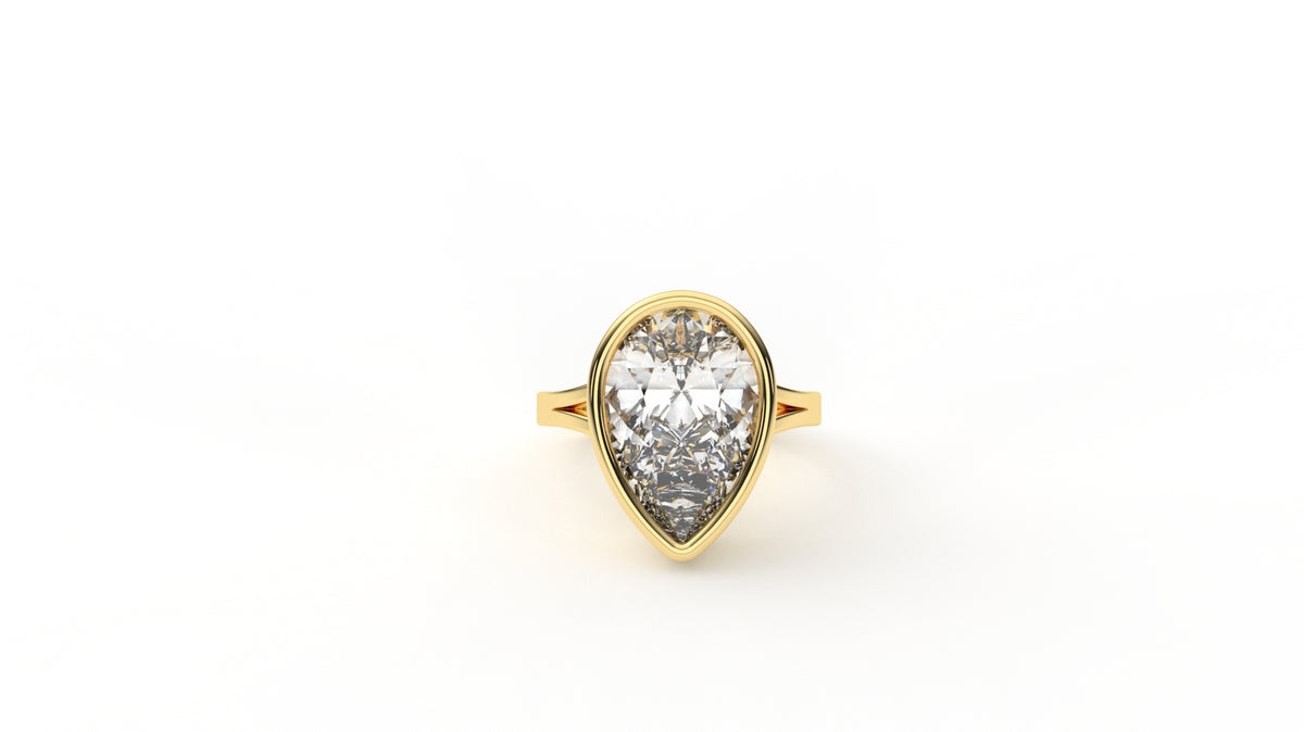 6.20 CTW Pear Cut Diamond Bezel Solitaire Engagement Ring