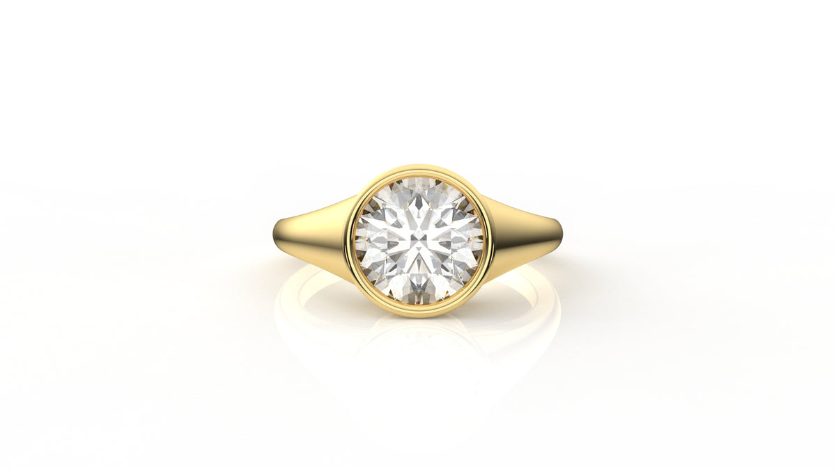 2ct Diamond Vintage Bezel-Set Round Diamond Solitaire Ring