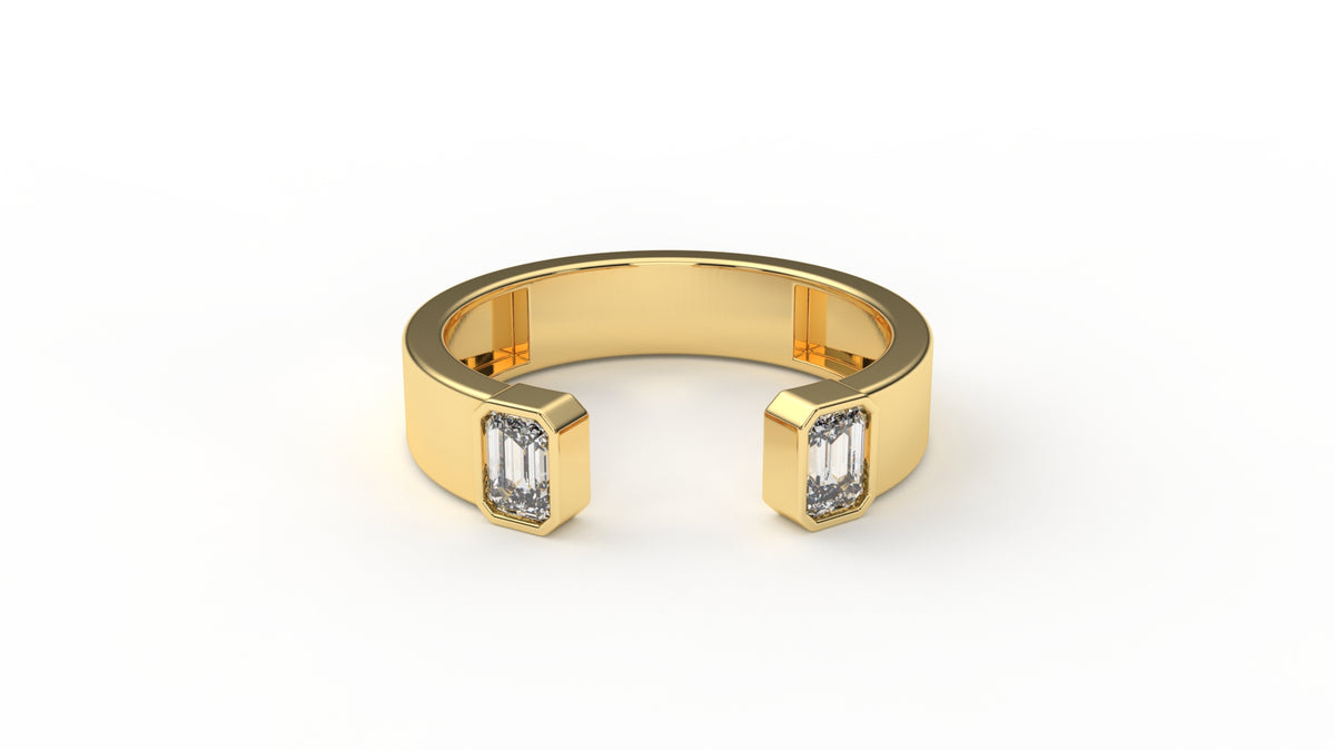 0.45 CTW Diamond Open Cuff Baguette Ring