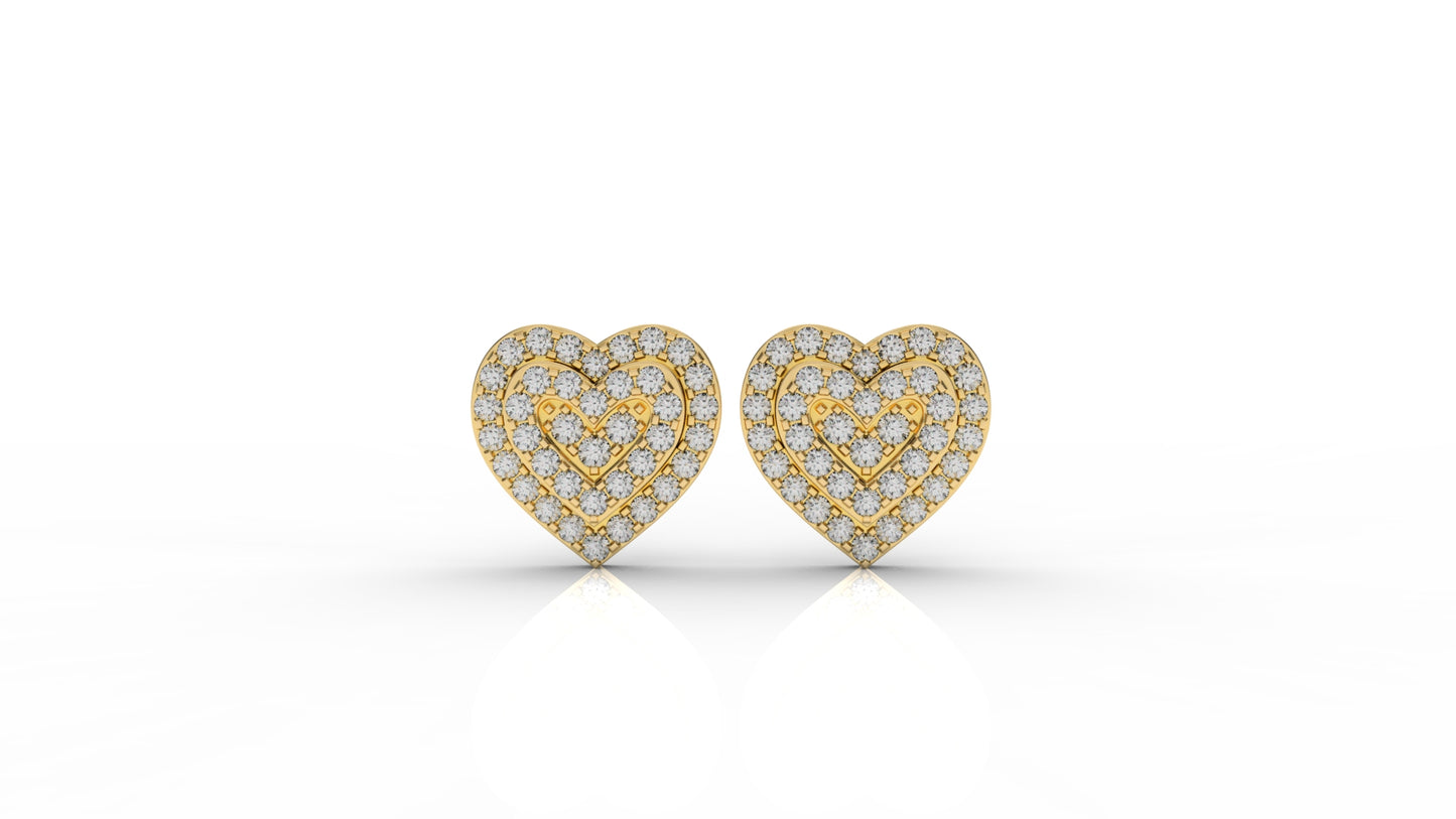 Double Heart Pavé Lab Diamond Stud Earrings