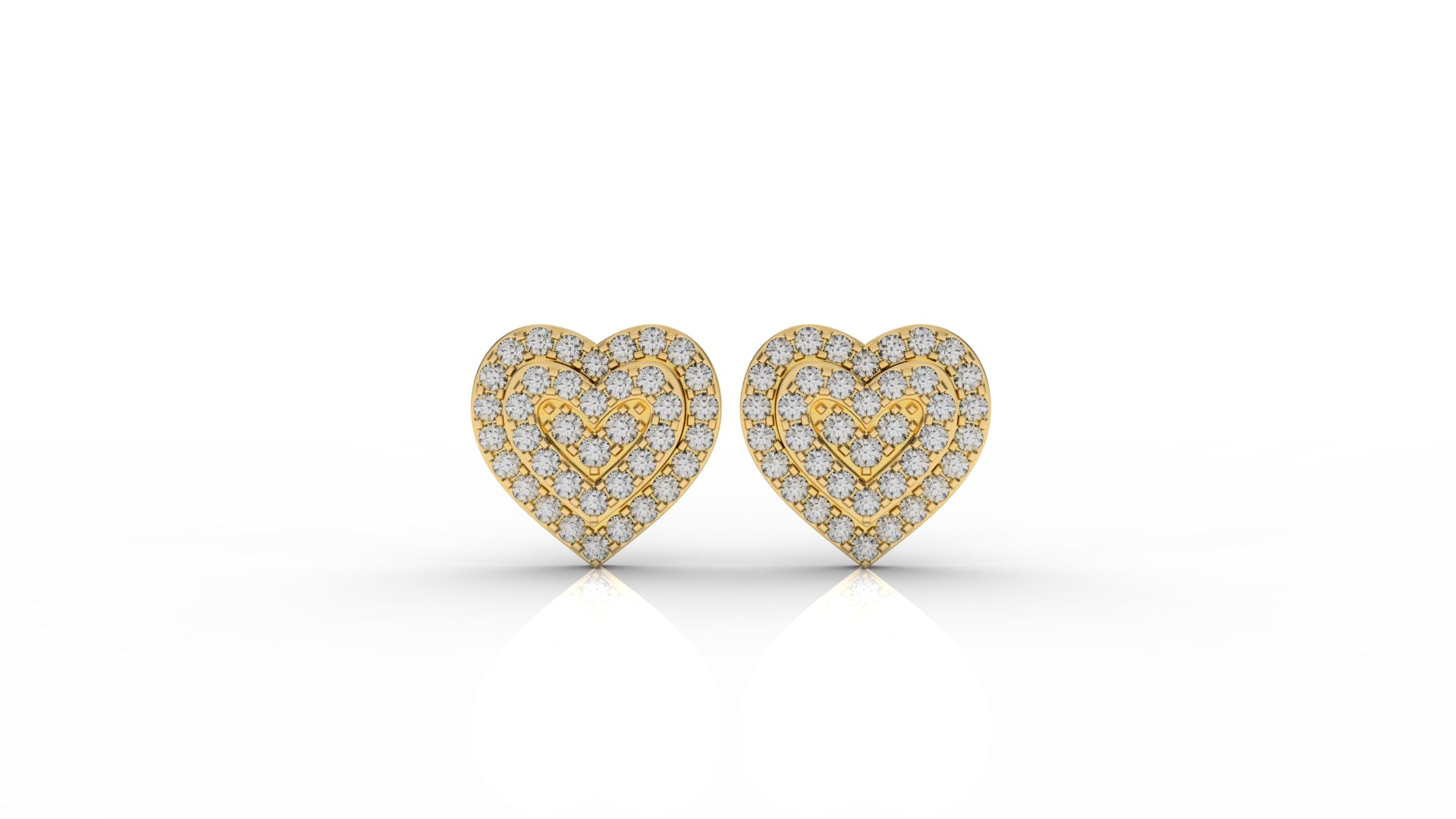 Double Heart Pavé Lab Diamond Stud Earrings