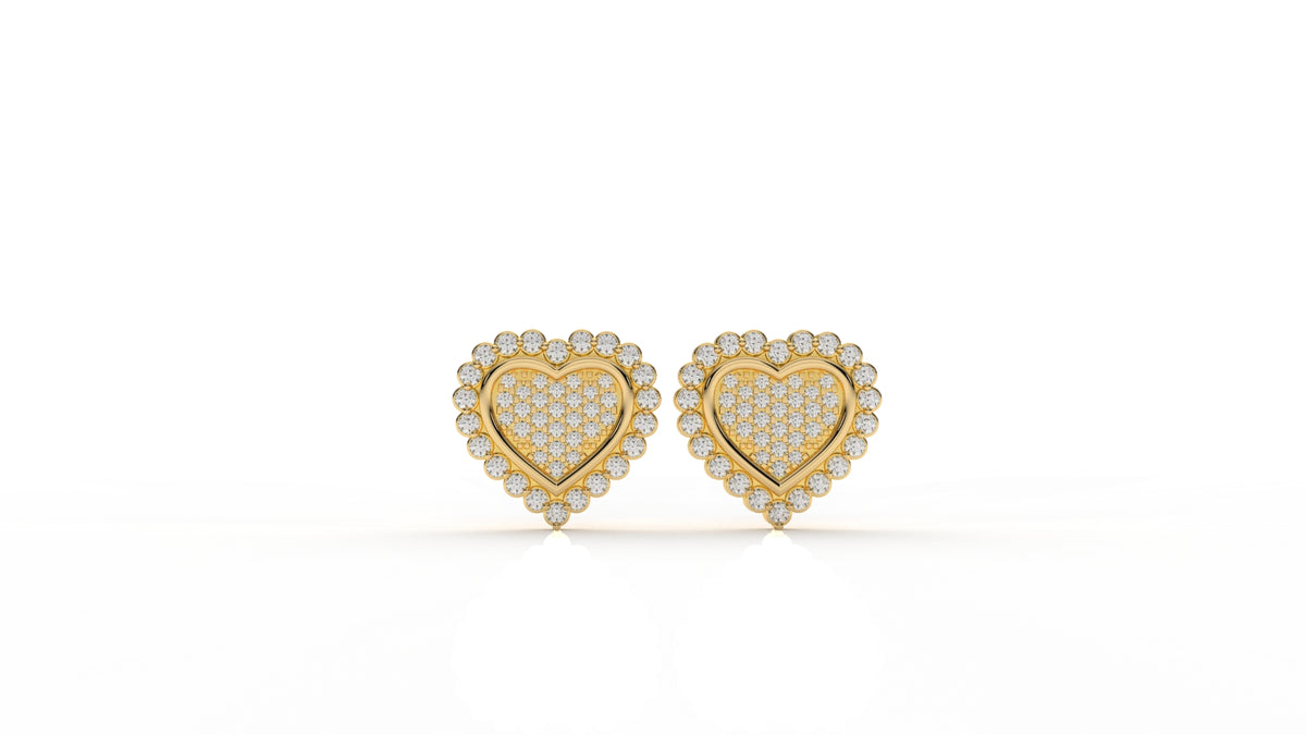 Heart-shaped earrings with gold and diamond GLAM NYC