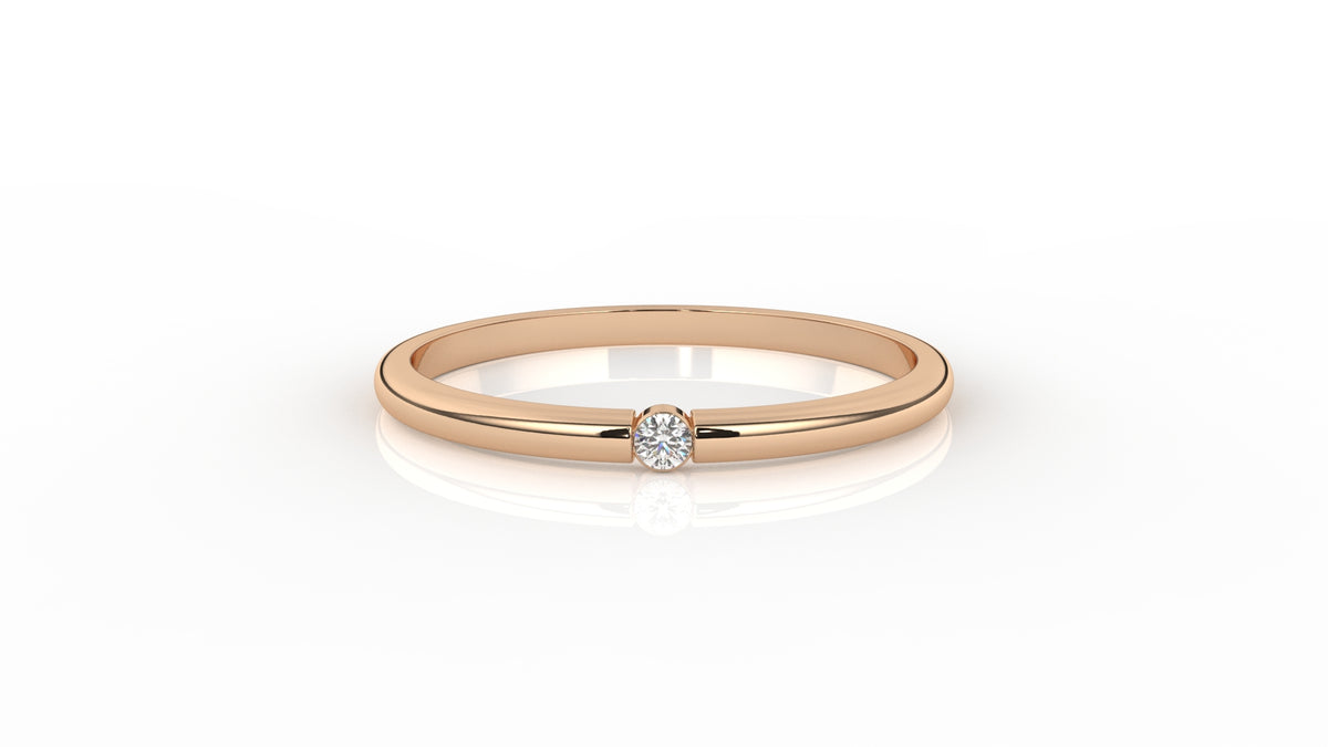 Rose gold ring with a diamond GLAM NYC