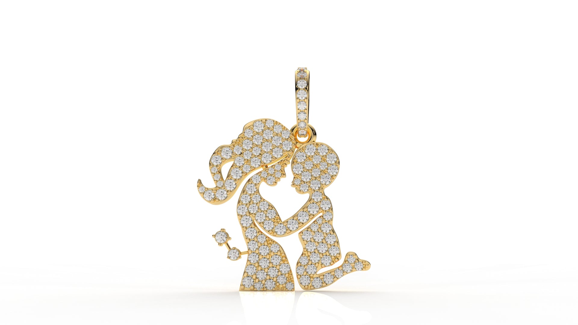 Eternal Love Silhouette Pendant – Diamond mom and daughter Charm