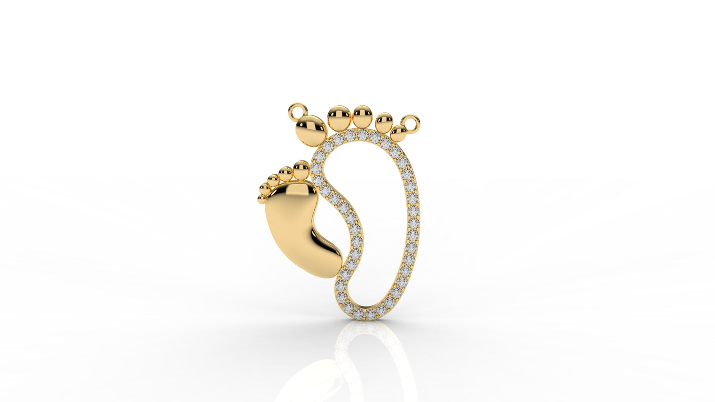 Iced Baby Footprint Pendant – 1.33 CT Diamond Accent | Sterling Silver