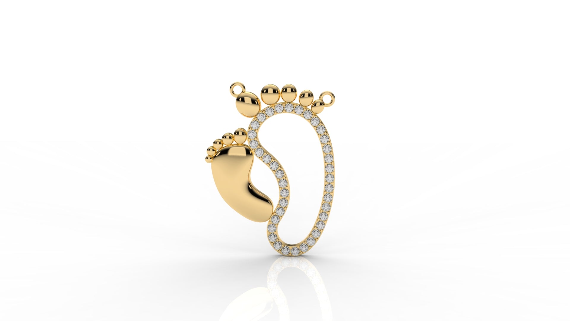 Iced Baby Footprint Pendant – 1.33 CT Diamond Accent | Sterling Silver