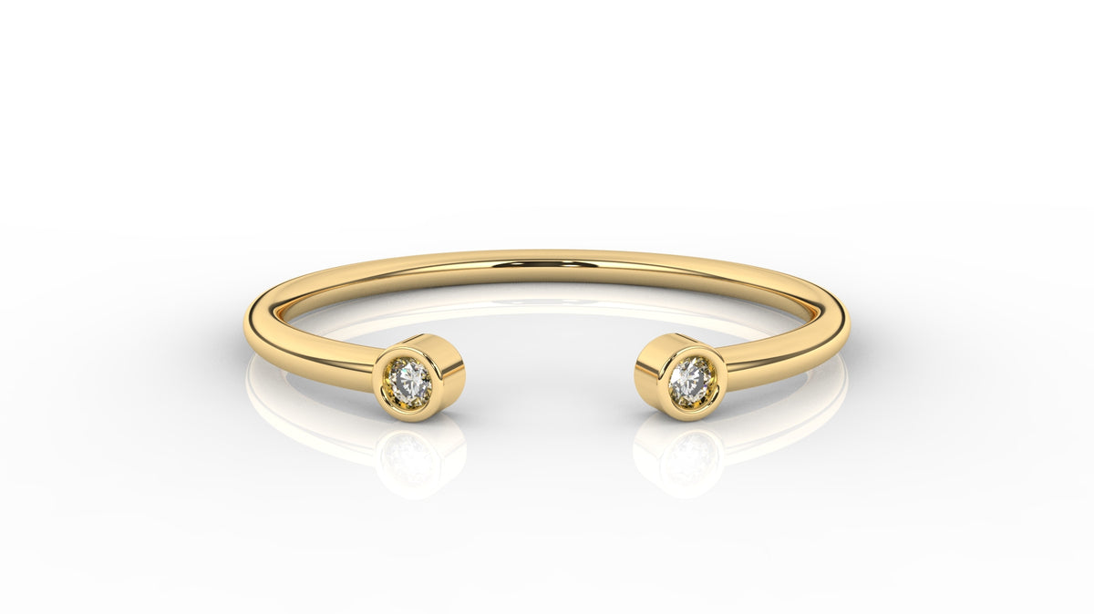 Gold ring two small diamonds GLAM NYC