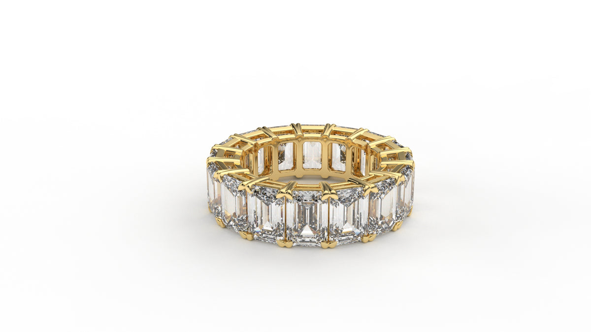 12 CTW Emerald Cut Diamond Eternity Wedding Band