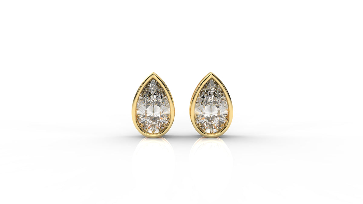 Pear-Cut Diamond Bezel Stud Earrings – 2.00 CTW