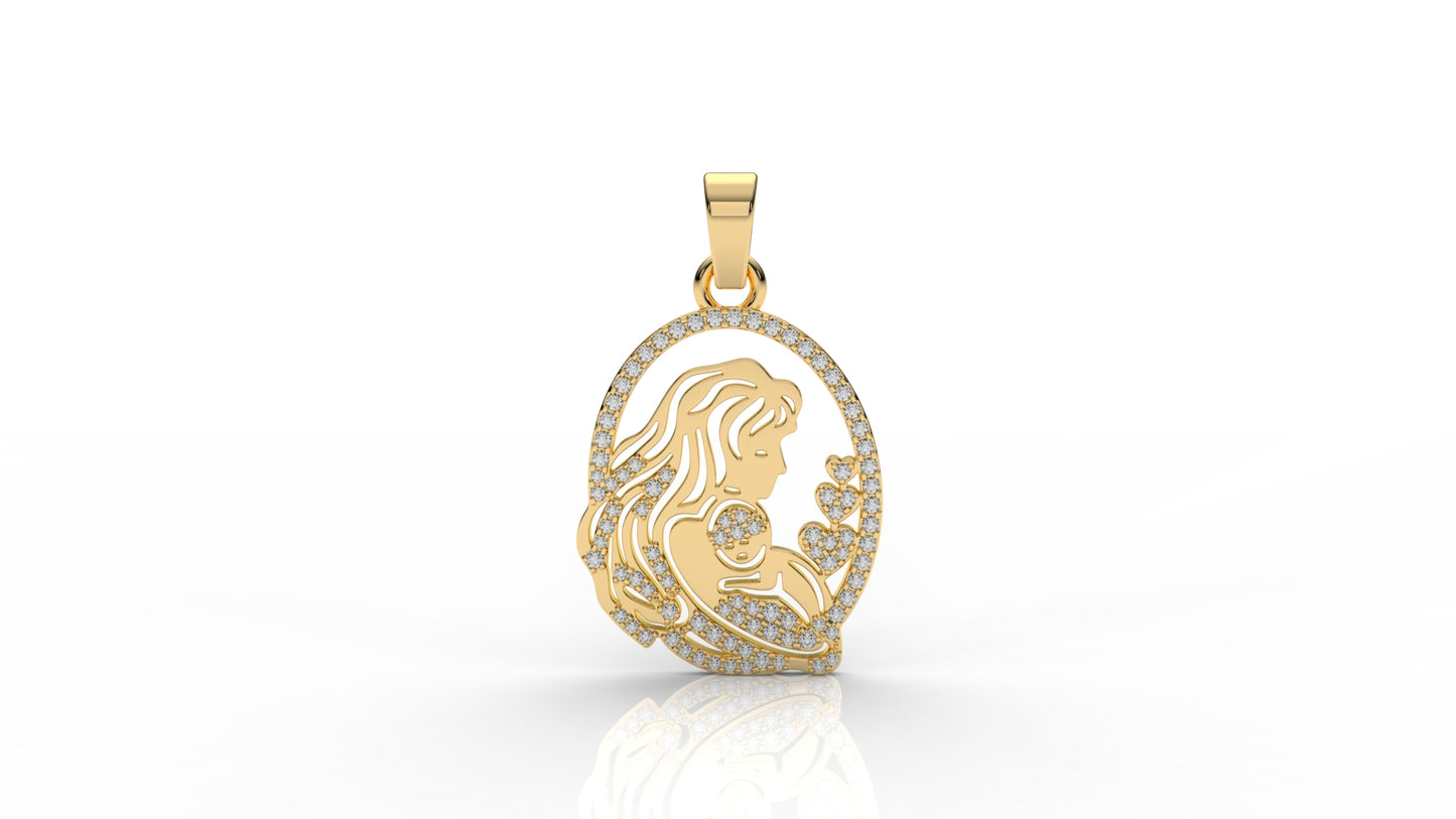 Divine Grace Diamond Portrait Pendant