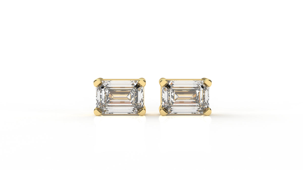 Emerald-Cut Diamond Stud Earrings