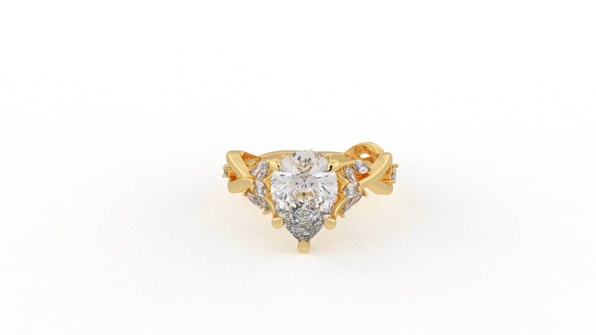 1.98 CTW Pear Cut Diamond Three Stone Engagement Ring