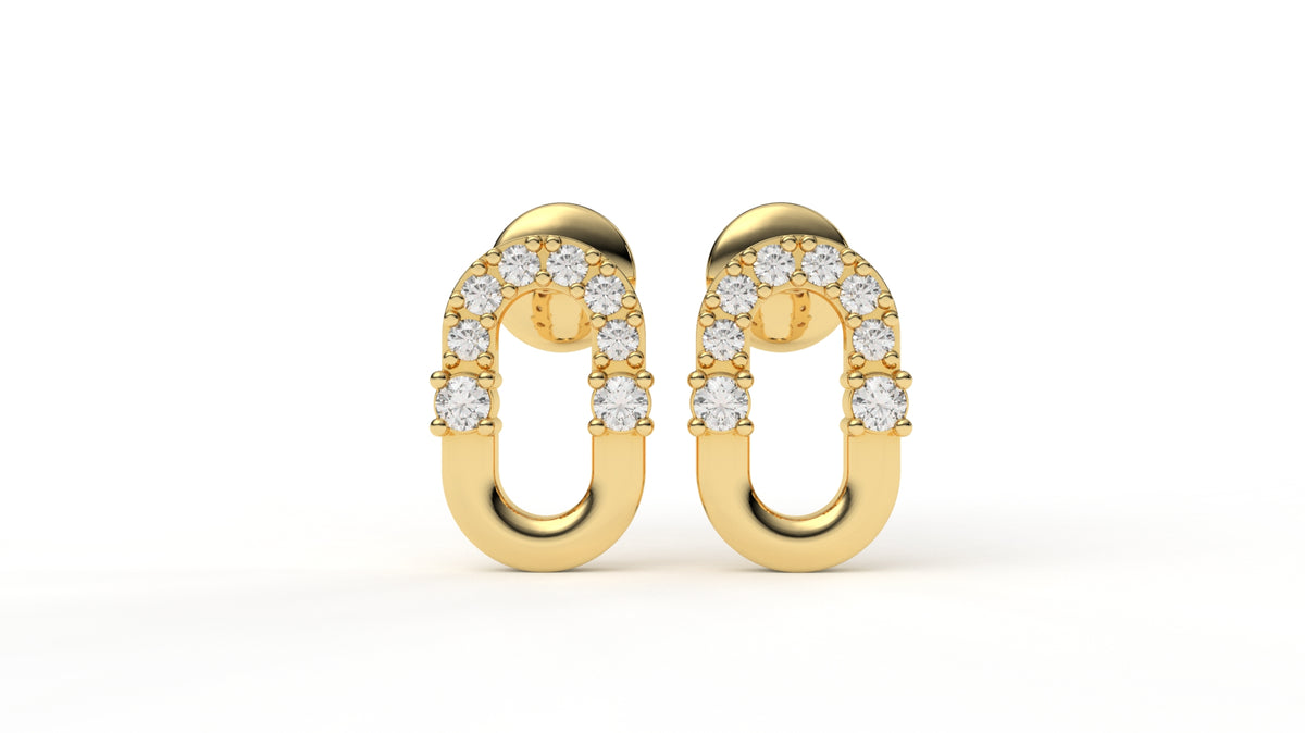 0.20 CTW Diamond Oval Link Stud Earrings
