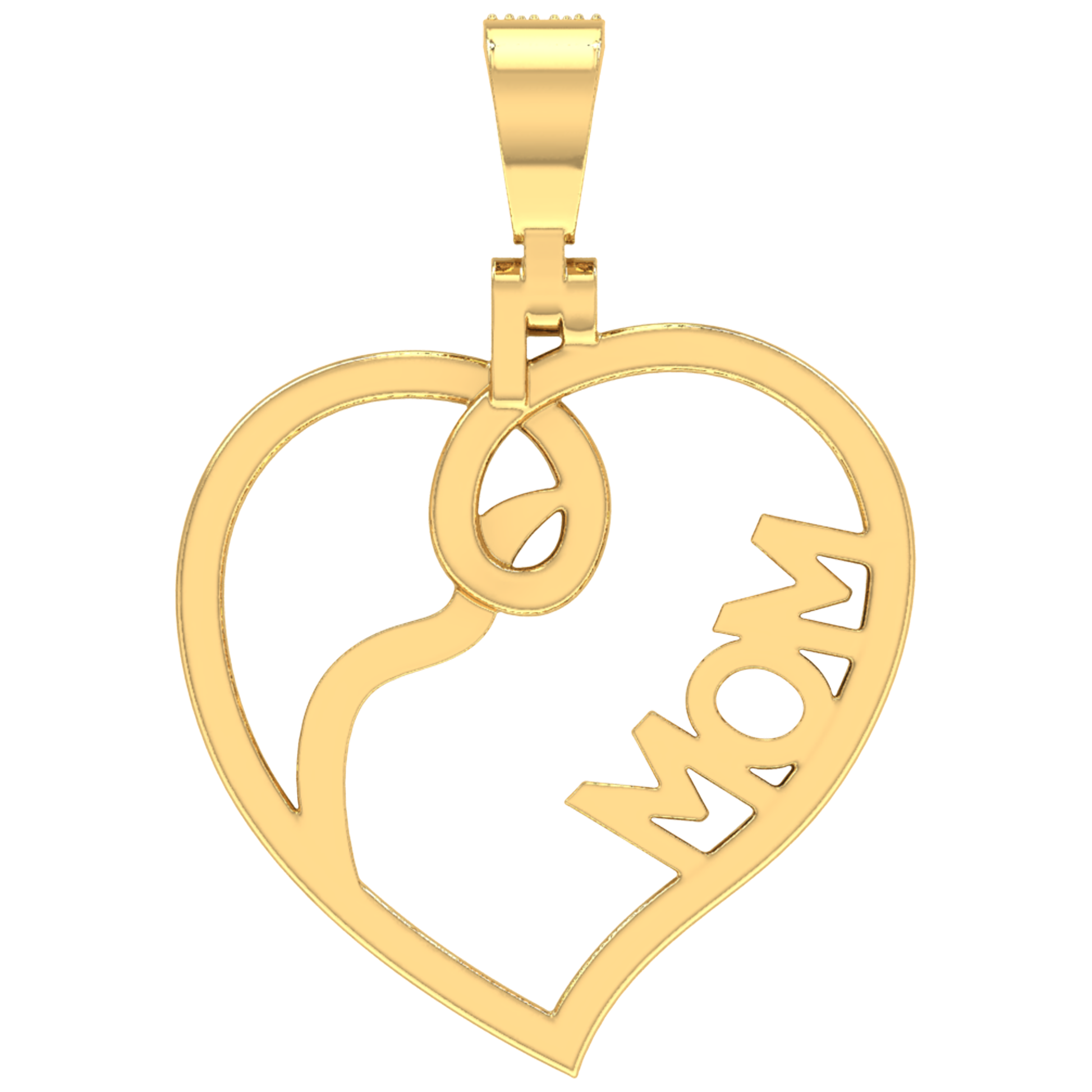 Iced MOM Heart Pendant – 0.37 CT Lab Diamond Sterling Silver Memorial Charm