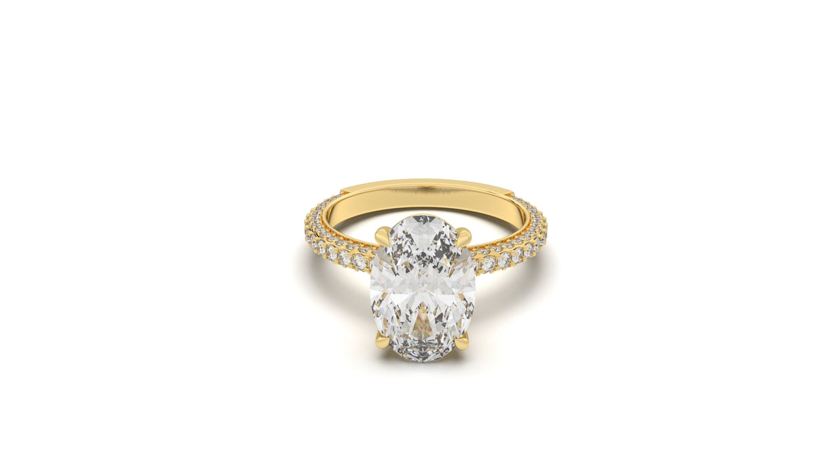 3.76 CTW Oval Diamond Pavé Engagement Ring