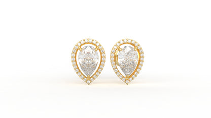 2.06 CTW Pear Cut Diamond Halo Stud Earrings