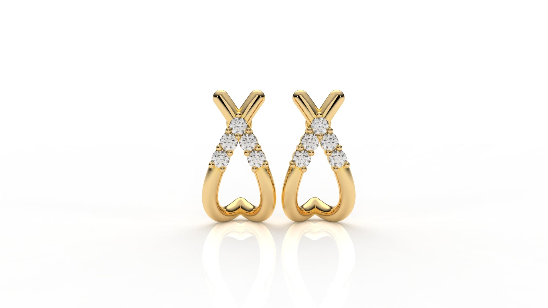 Gold earrings with small diamonds GLAM NYC