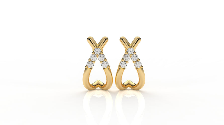 Gold earrings with small diamonds GLAM NYC