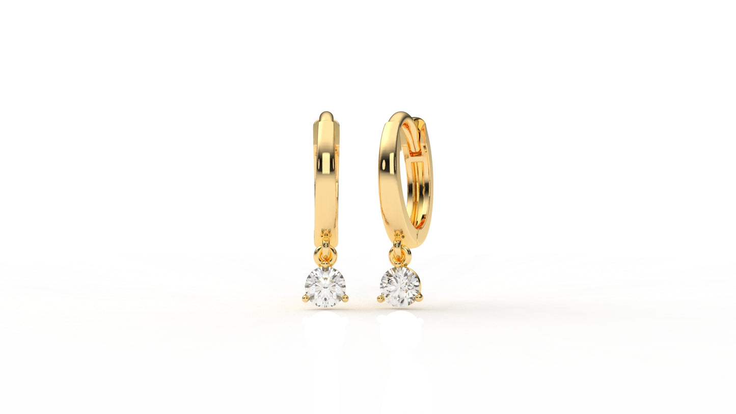Gold hoop earrings with diamond GLAM NYC