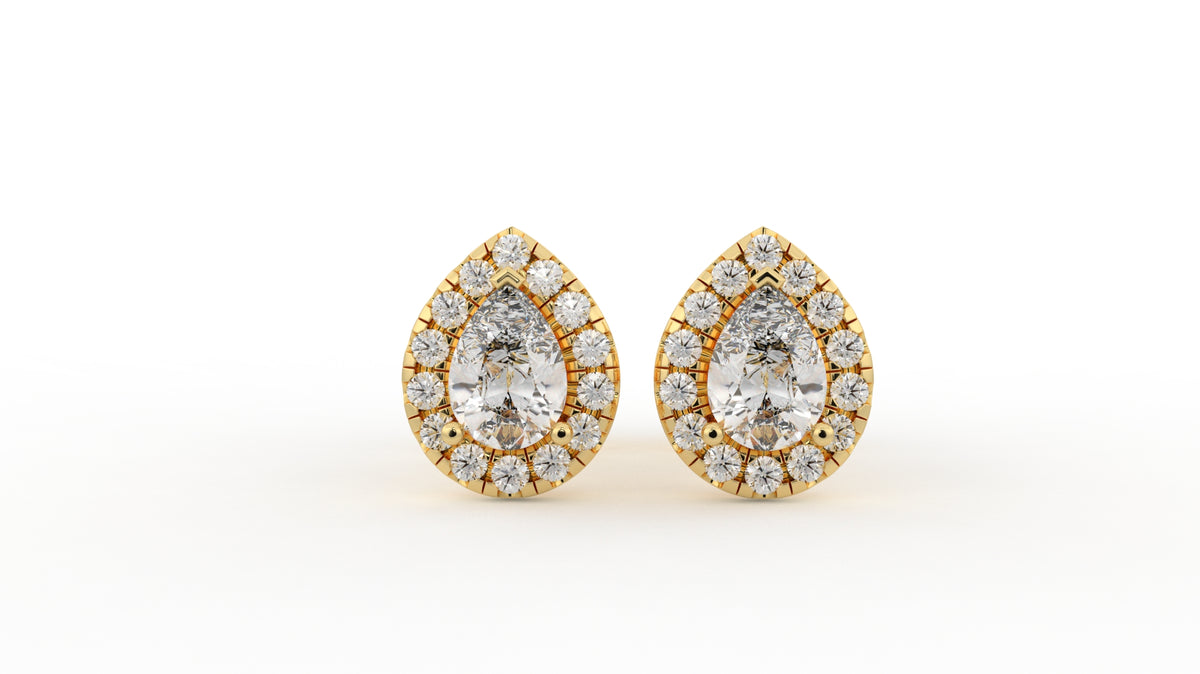 0.70 CTW Pear Halo Diamond Stud Earrings