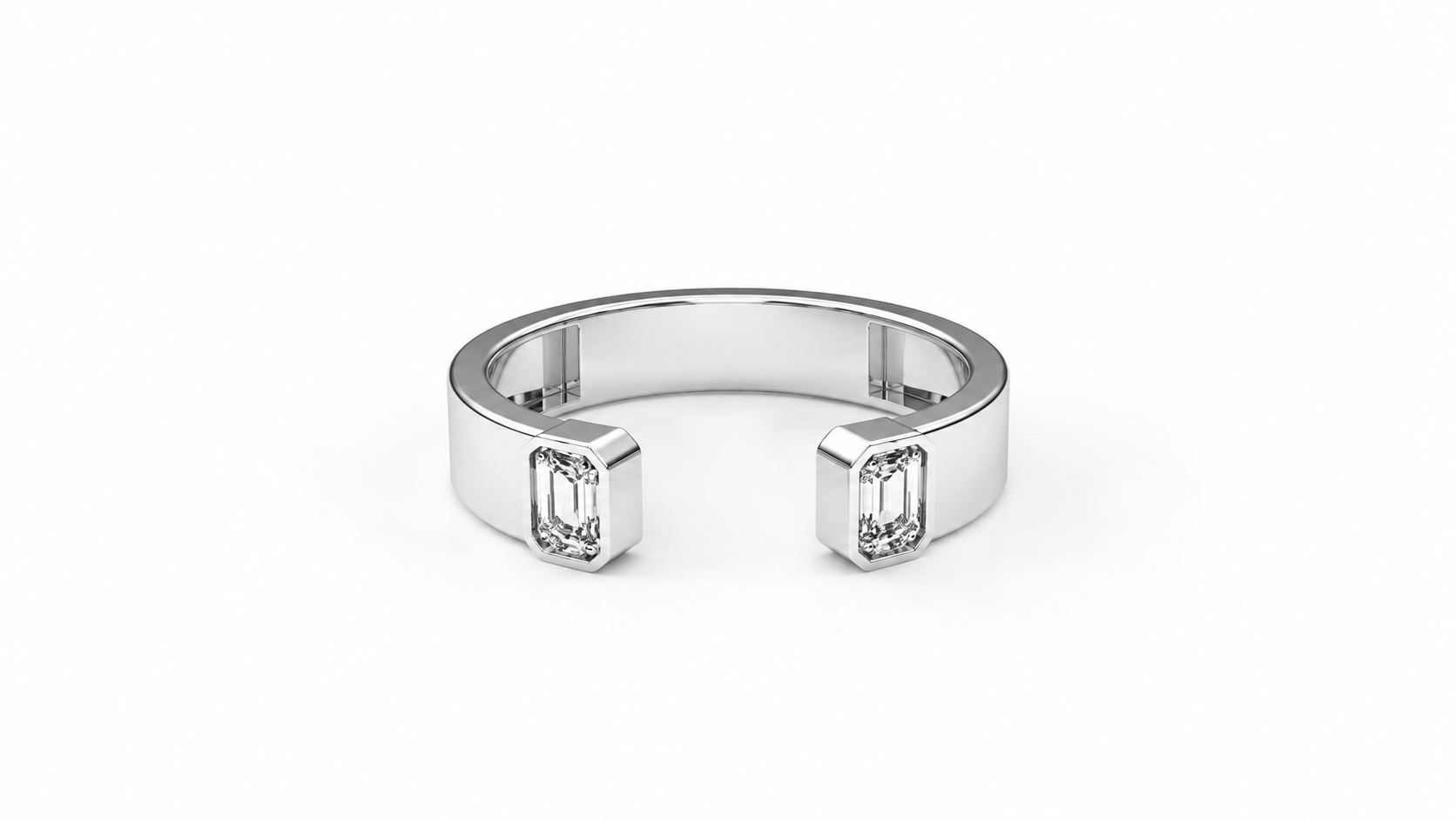 0.45 CTW Diamond Open Cuff Baguette Ring