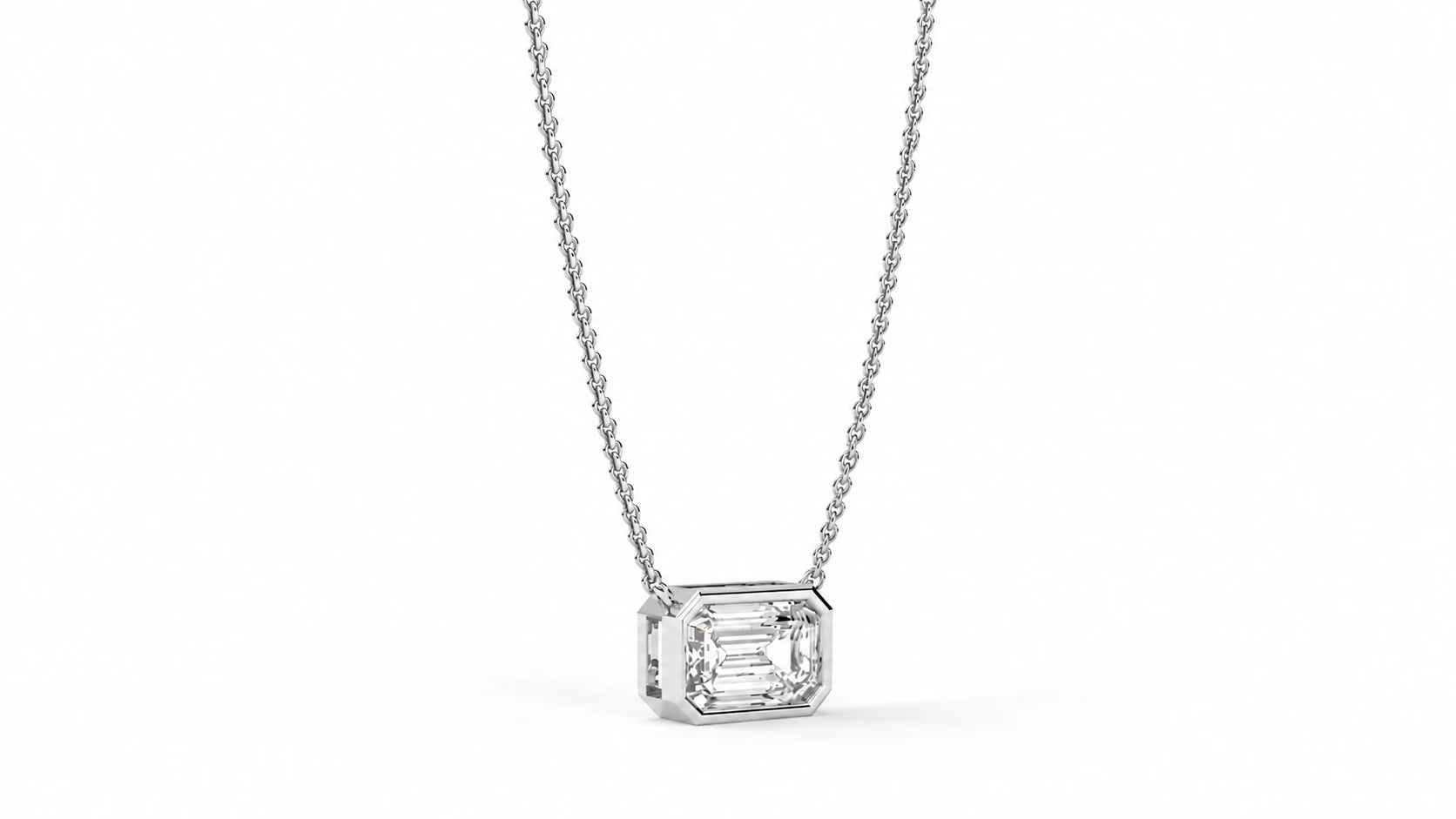 3.00 CTW Diamond Solitaire Pendant Necklace – White Gold – Angled View