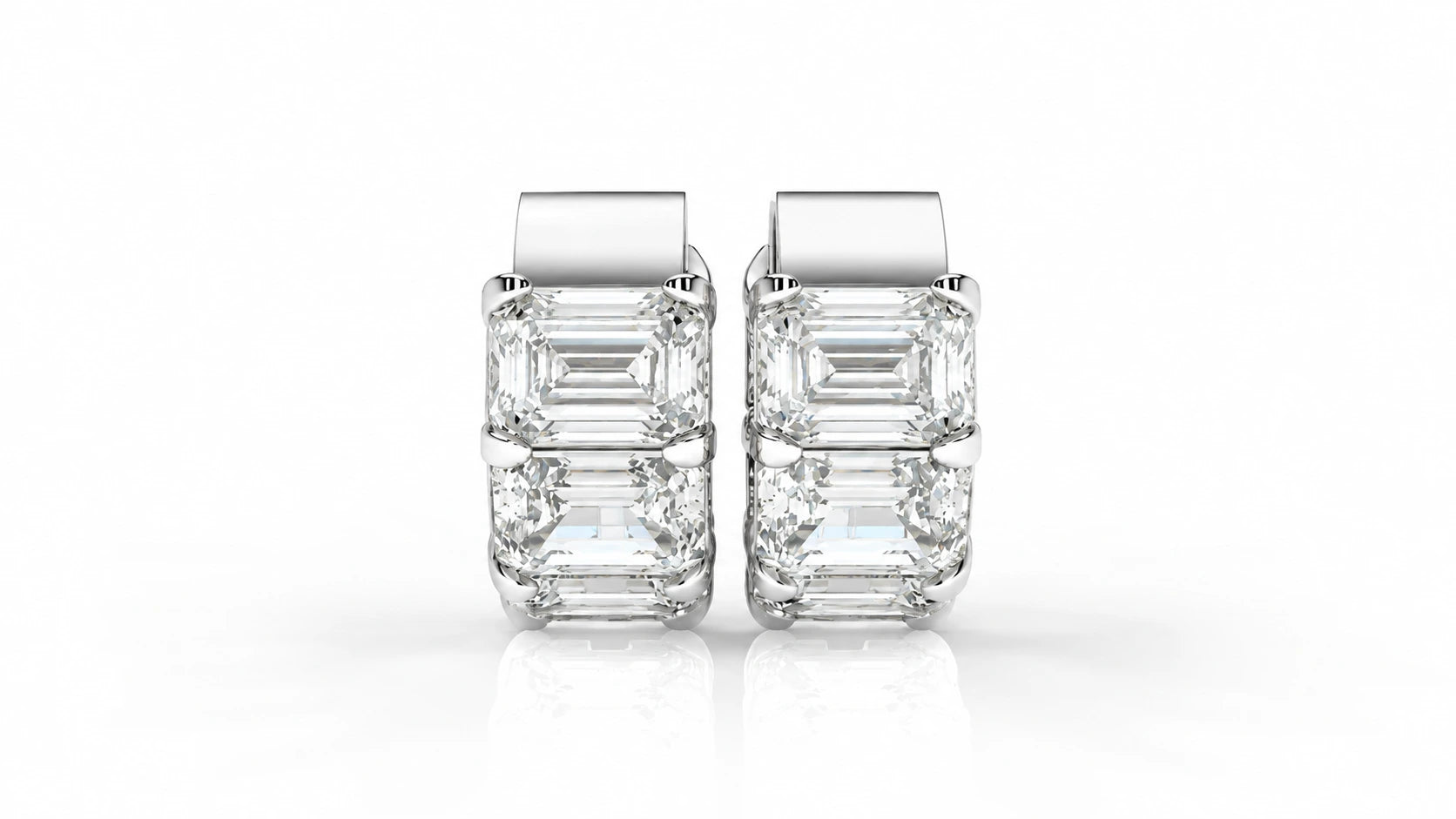 3.00 CTW Lab-Grown Diamond Hoop Earrings white gold front view