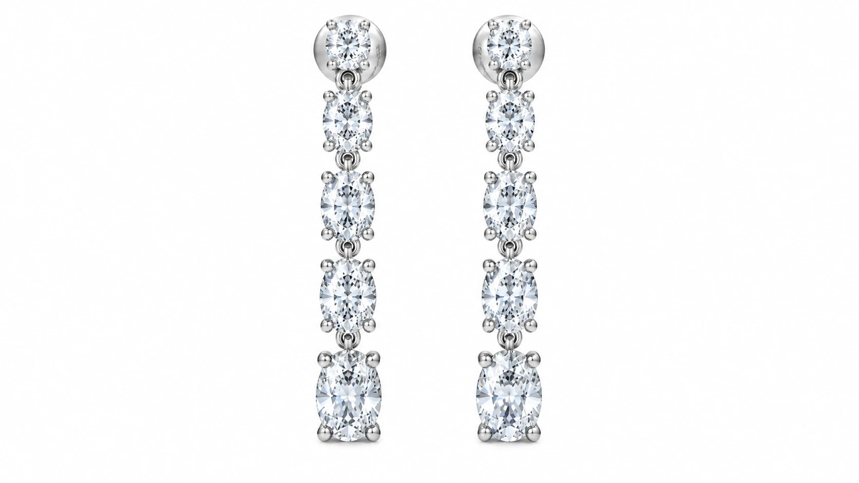 3.38 CTW Diamond Drop Earrings white gold front view