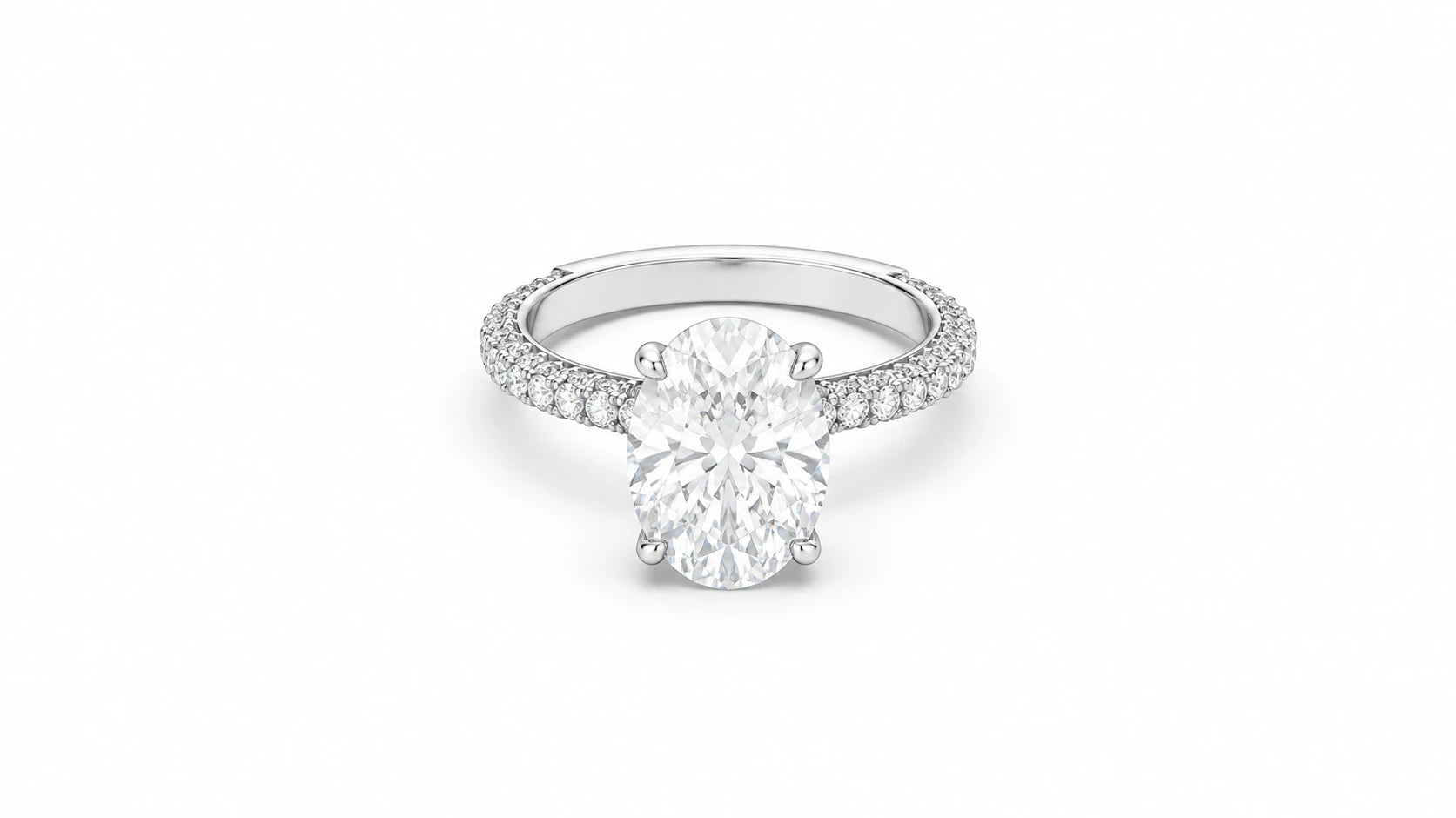 3.76 CTW Oval Diamond Pavé Engagement Ring - Main