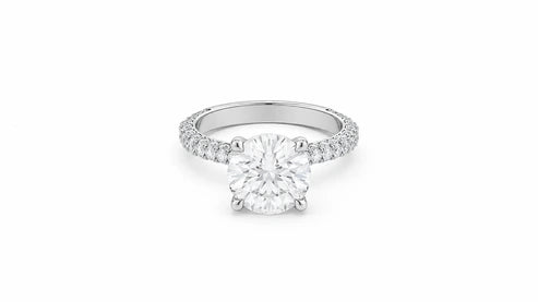 3.76 CTW Oval Diamond Pavé Engagement Ring - White Gold - Front View