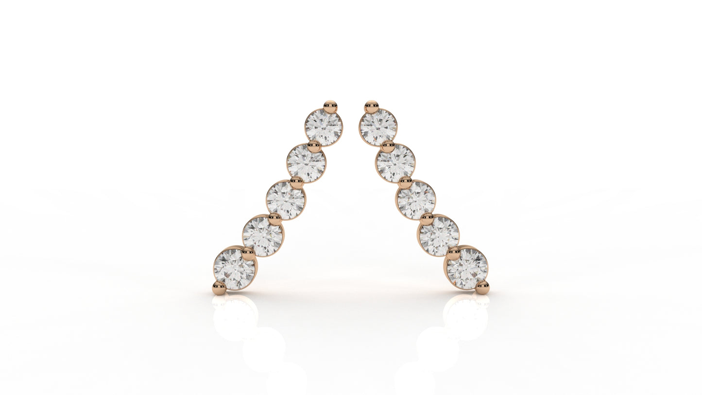 Rose gold earrings with small diamonds GLAM NYC